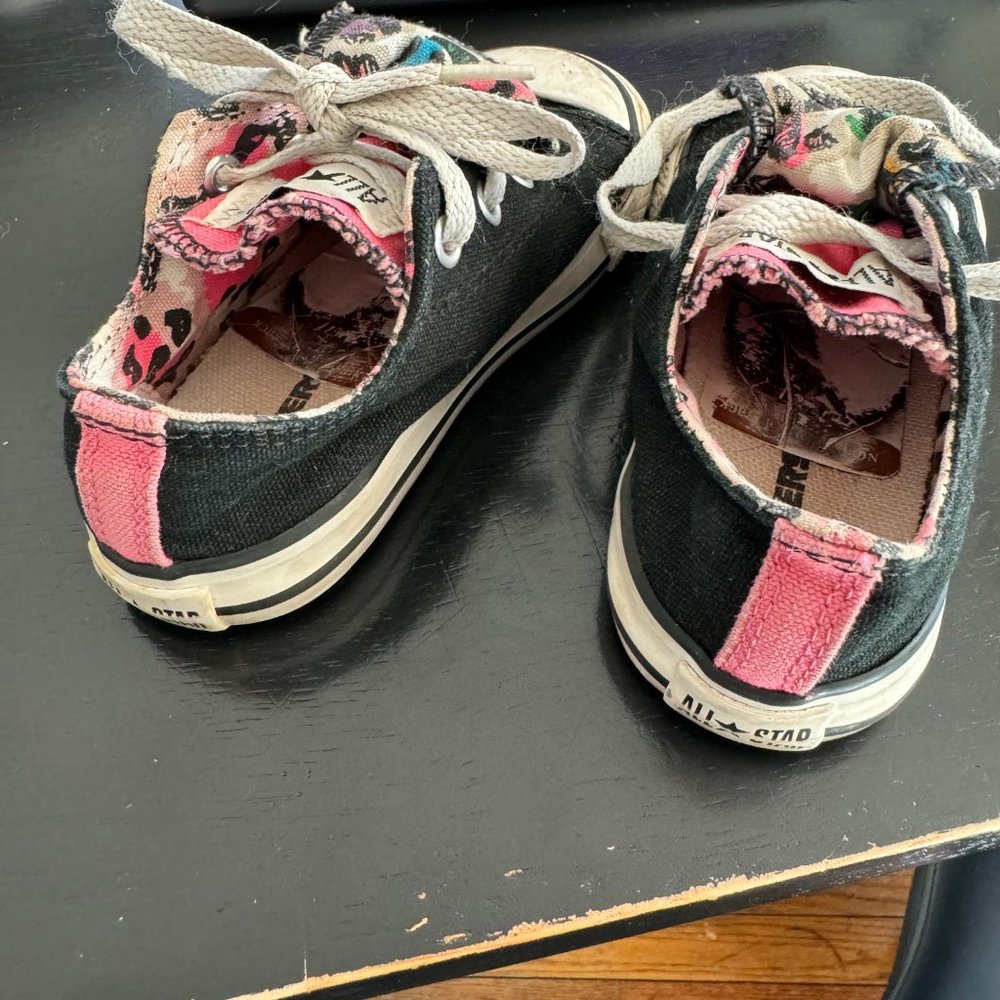 Converse Toddler All Star Double Tongue Shoes with Colorful Cheetah Print Sz 7 - Picture 7 of 8
